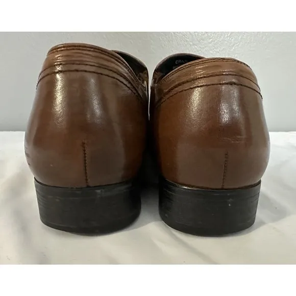 Robert Wayne Mens Dress Shoes Brown Leather Slip On Square Toe Sz 10 US Loafers