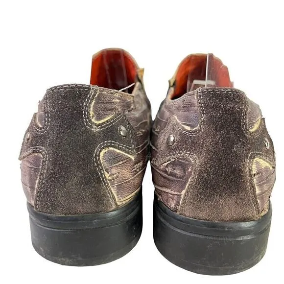 Robert Wayne Western Vegas Mens Loafers Leather Rustic Studded Slip On Shoes 7
