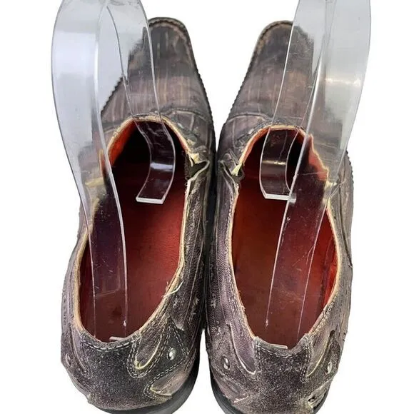 Robert Wayne Western Vegas Mens Loafers Leather Rustic Studded Slip On Shoes 7