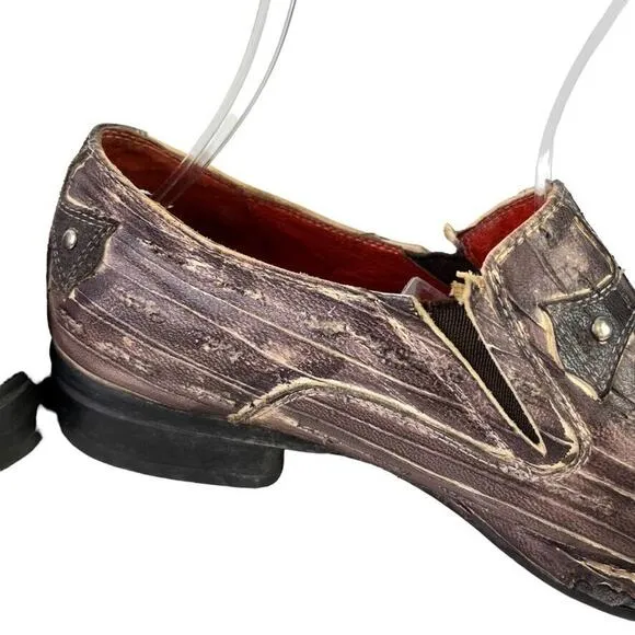 Robert Wayne Western Vegas Mens Loafers Leather Rustic Studded Slip On Shoes 7