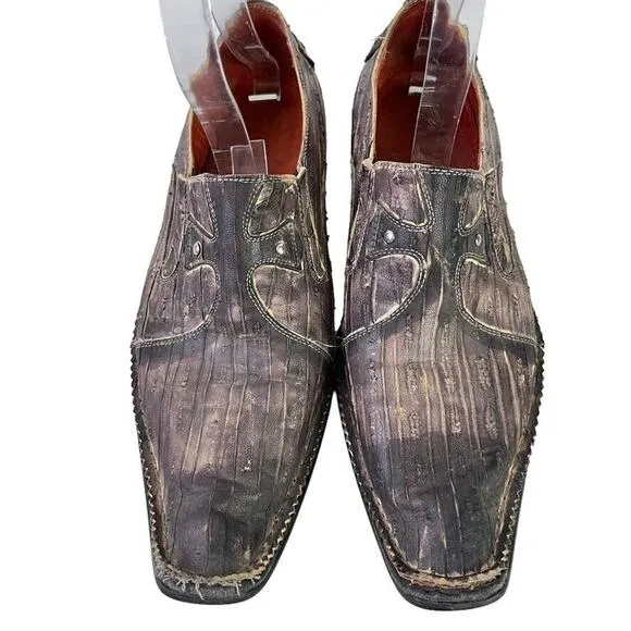 Robert Wayne Western Vegas Mens Loafers Leather Rustic Studded Slip On Shoes 7