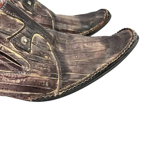 Robert Wayne Western Vegas Mens Loafers Leather Rustic Studded Slip On Shoes 7