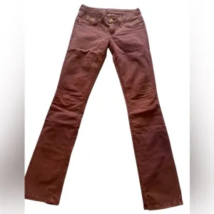 Robin’s Jean Women’s Size 25 Burgundy Bootcut Jeans Gold Embroidered Wings Y2K