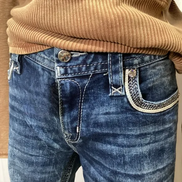 Rock Revival Elena Medium Blue Skinny Jean VGUC Size 31