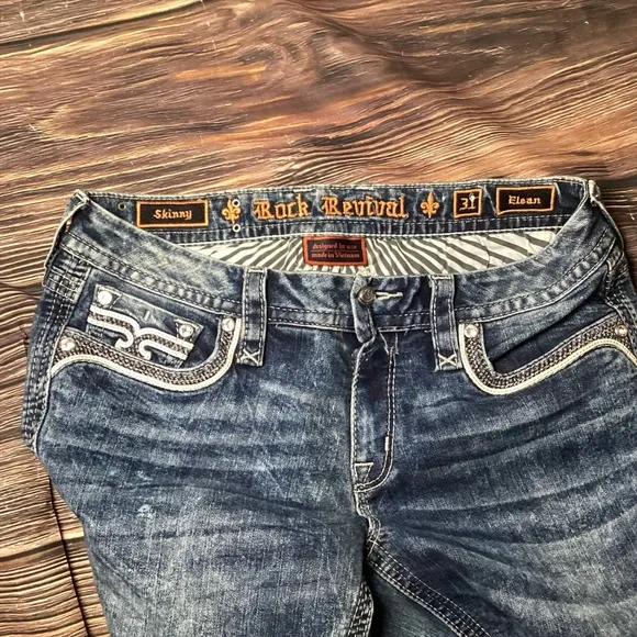Rock Revival Elena Medium Blue Skinny Jean VGUC Size 31