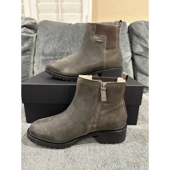 Rockport Women's Ryleigh Gore Chelsea Boots Waterproof Size 6.5 Dark Olive Brown