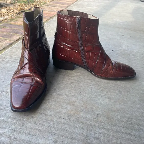 Rodolfo Valentino Men's Rust Leather Ankle Boots size 11