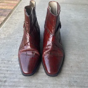Rodolfo Valentino Men's Rust Leather Ankle Boots size 11
