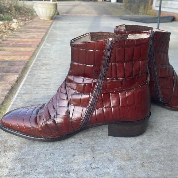 Rodolfo Valentino Men's Rust Leather Ankle Boots size 11