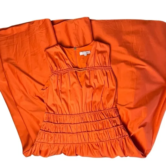 ROKSANDA Orange Smocked Waist Maxi Dress Size 6
