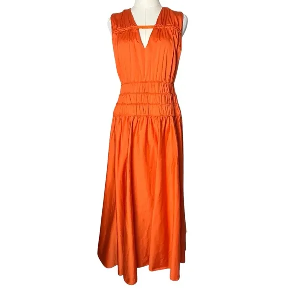ROKSANDA Orange Smocked Waist Maxi Dress Size 6