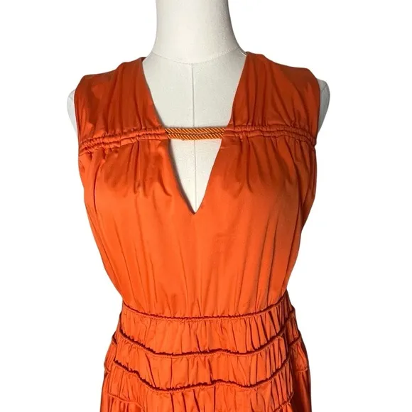 ROKSANDA Orange Smocked Waist Maxi Dress Size 6