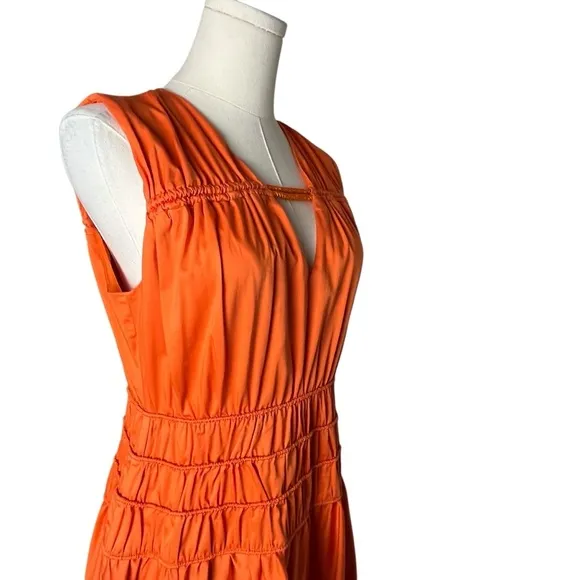 ROKSANDA Orange Smocked Waist Maxi Dress Size 6