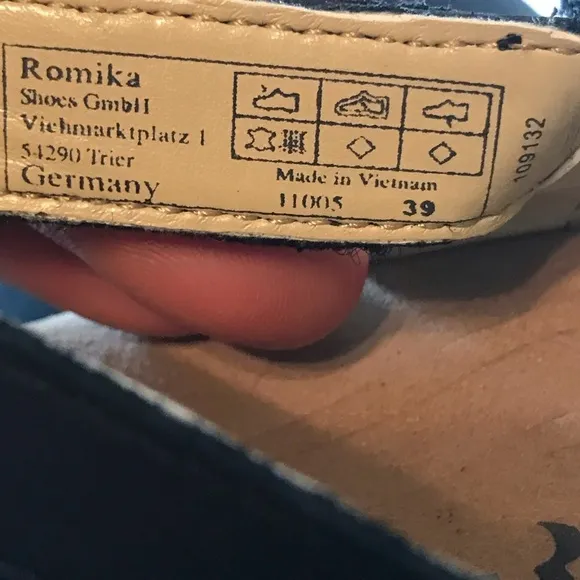 ROMIKA Black Silver Metallic Comfort Sandals | Size 39 / 8.5