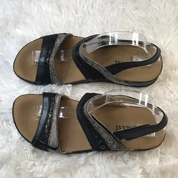 ROMIKA Black Silver Metallic Comfort Sandals | Size 39 / 8.5