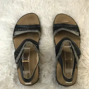 ROMIKA Black Silver Metallic Comfort Sandals | Size 39 / 8.5