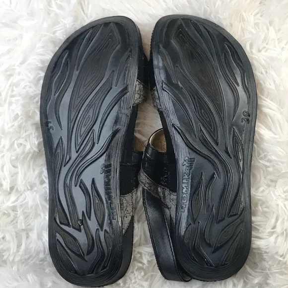 ROMIKA Black Silver Metallic Comfort Sandals | Size 39 / 8.5