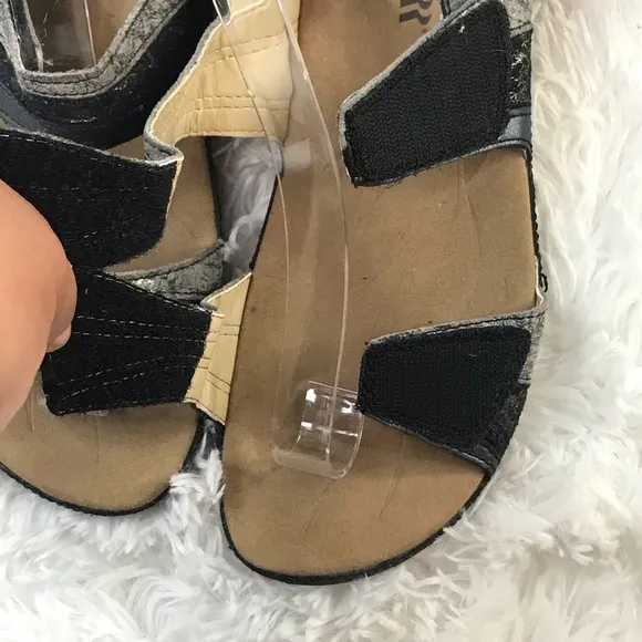 ROMIKA Black Silver Metallic Comfort Sandals | Size 39 / 8.5