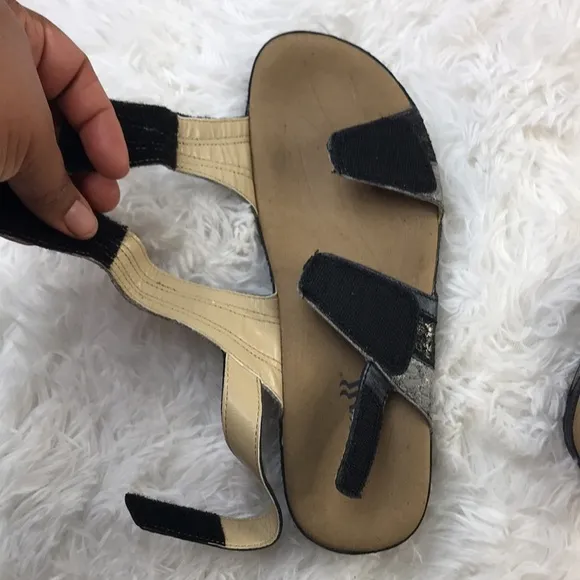 ROMIKA Black Silver Metallic Comfort Sandals | Size 39 / 8.5