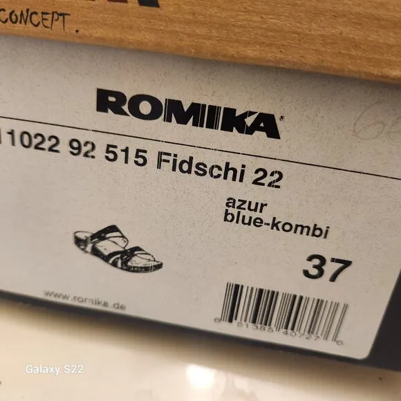 Romika Women's, Fidschi 22 Sandals. Azur Blue. NIB. Size EU 37/US 6-6.5