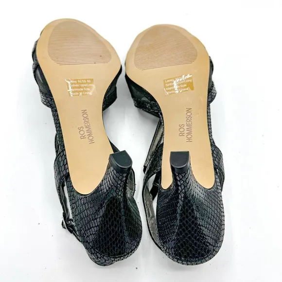 Ros Hommerson Lacey Black Snake Print Leather SS Extra Narrow with BOX
