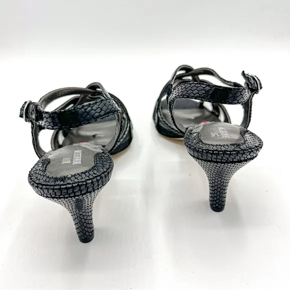 Ros Hommerson Lacey Black Snake Print Leather SS Extra Narrow with BOX