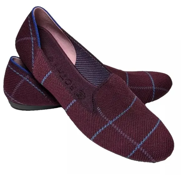 Rothy’s Burgundy Grid Plaid Loafer 10.5