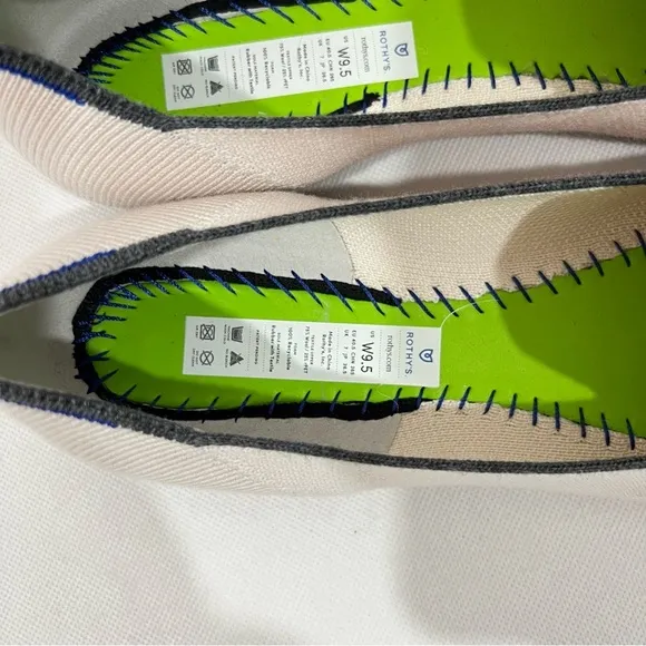 Rothy’s Merino Tassel Loafer in Platinum White Grey Trim Size 9.5 Knit Stretchy