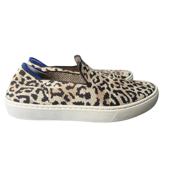 Rothys Slip on SNEAKER Womens Cat Leopard Print Limited Edition Loafers Size 5.5