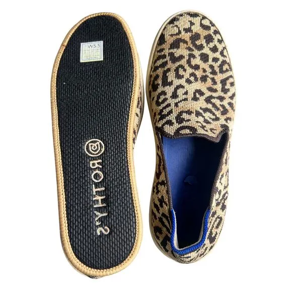 Rothys Slip on SNEAKER Womens Cat Leopard Print Limited Edition Loafers Size 5.5