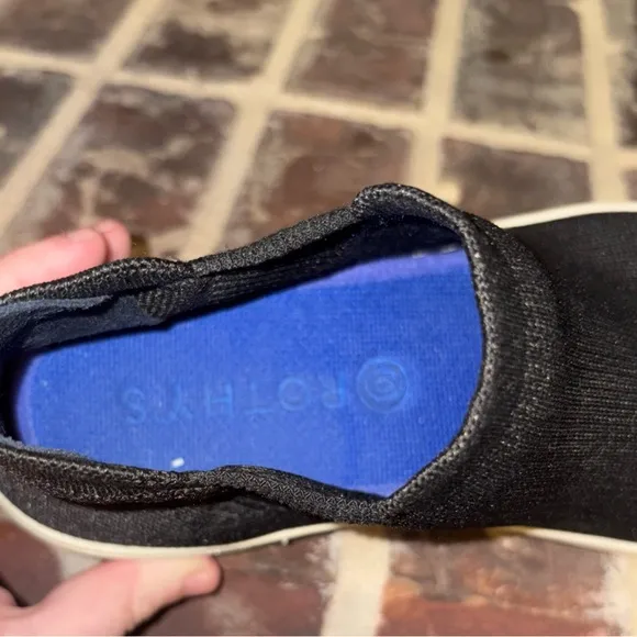 Rothys The Chelsea Sneaker Boot Womens 8.5 Black Knit Slip On Mid Top Stretch