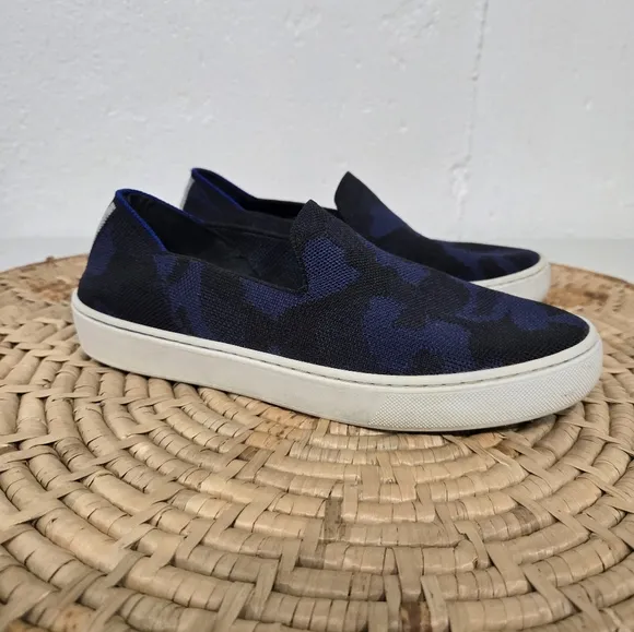 Rothy's The Original Blue Camo Slip On Sneaker Loafers 6.5