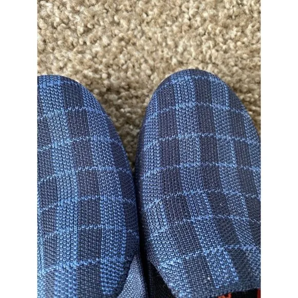 Rothy's Women's Size 6 1/2 Indigo Gingham Checkered Plaid Loafers Slip On EUC
