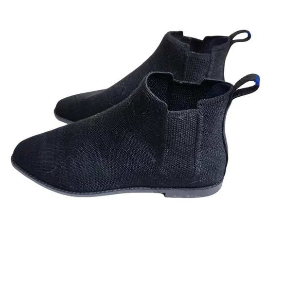 Rothys women's the black merino wool ankle Chelsea knit almond toe boots Sz 9.5