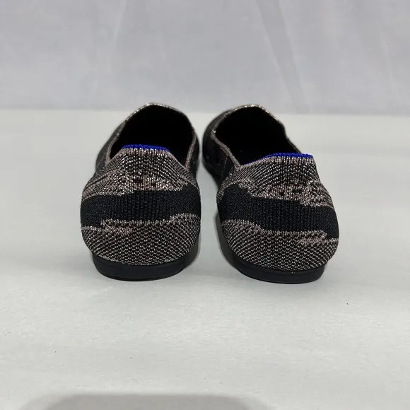 Rothy's Womens The Loafer Closed Toe Flat Heel Slip-On Shoes Black Shimmer W7.5