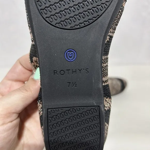 Rothy's Womens The Loafer Closed Toe Flat Heel Slip-On Shoes Black Shimmer W7.5