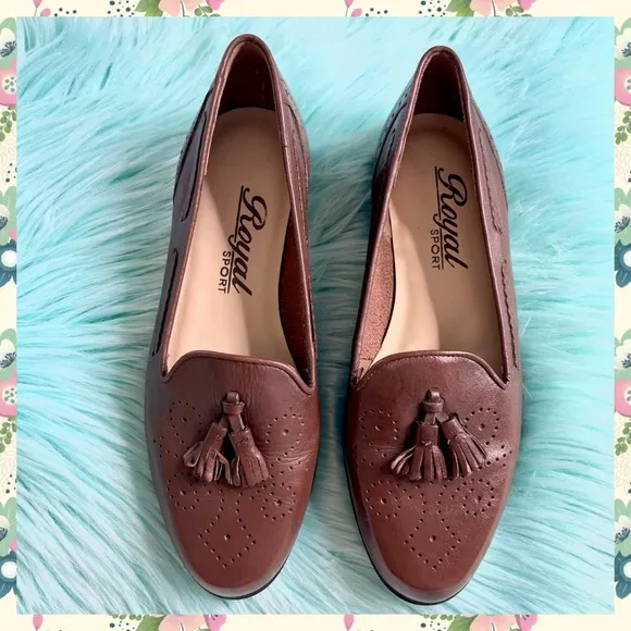 ROYAL SPORT Vintage LEATHER Slip On Loafers Womens 6.5