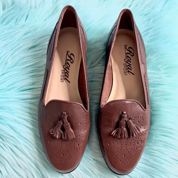 ROYAL SPORT Vintage LEATHER Slip On Loafers Womens 6.5