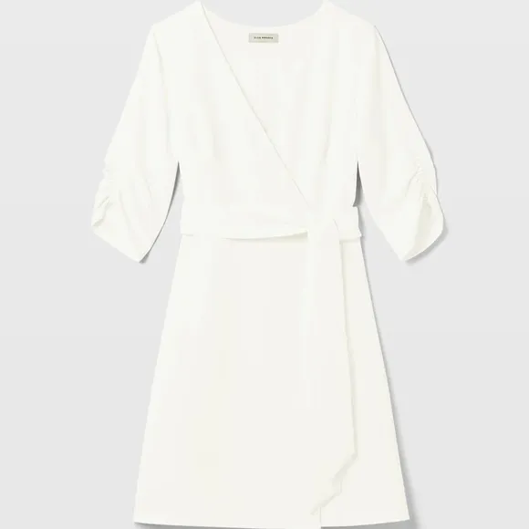 Ruched Sleeve Wrap Dress - Brand New - NEVER WORN - Cream