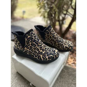 RYKA Leopard Print Ankle Boots Comfortable Slip‎ On Booties Water Repellant