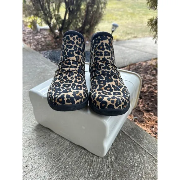 RYKA Leopard Print Ankle Boots Comfortable Slip‎ On Booties Water Repellant
