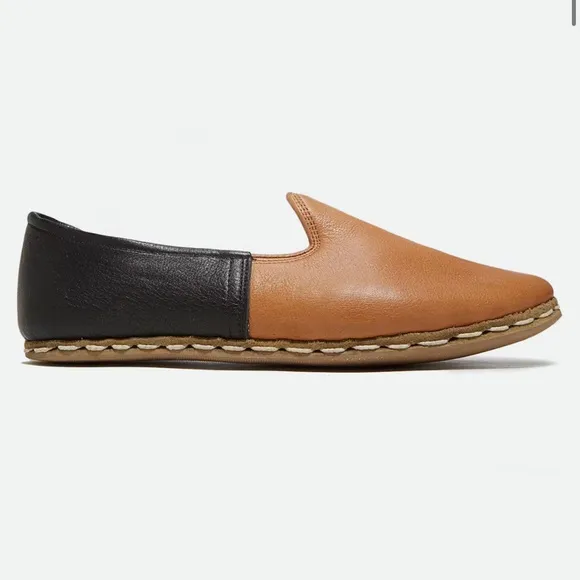 Sabah Slip On Loafers in Tan and Black