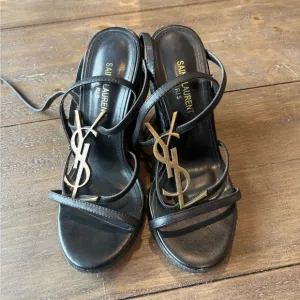 Saint Laurent Black Strappy Sandals