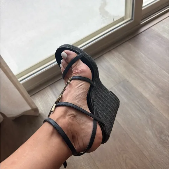 Saint Laurent Black Strappy Sandals