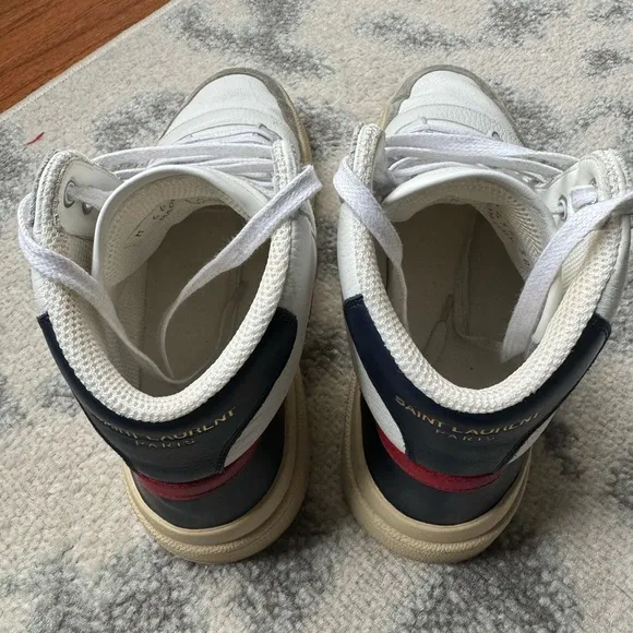 Saint Laurent Canvas Colorblock Pattern Sneakers 38