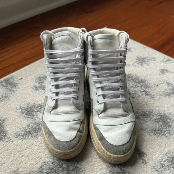 Saint Laurent Canvas Colorblock Pattern Sneakers 38