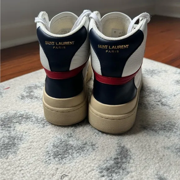 Saint Laurent Canvas Colorblock Pattern Sneakers 38