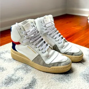 Saint Laurent Canvas Colorblock Pattern Sneakers 38