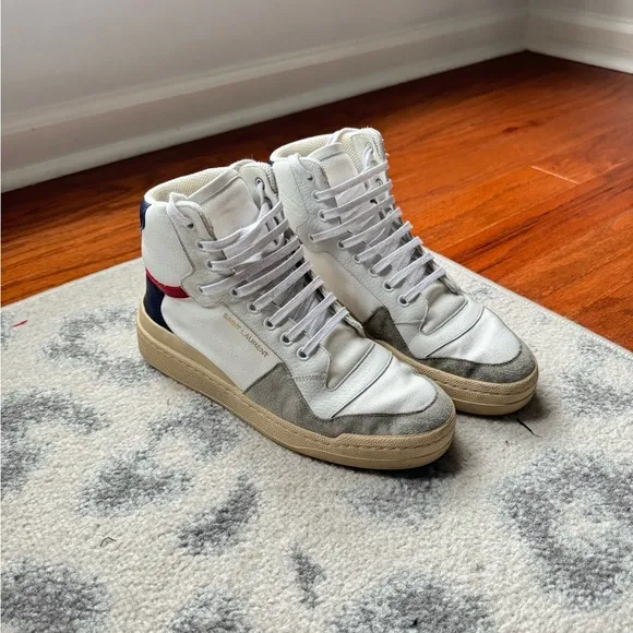 Saint Laurent Canvas Colorblock Pattern Sneakers 38