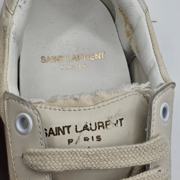 Saint Laurent distressed classic Court women's canvas sneakers
